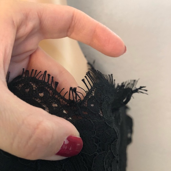 Who What Wear Black Lace Flutter Sleeve Dress - Picture 6 of 8